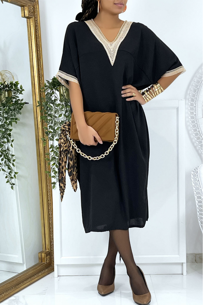 Black oversize tunic dress vol V with lace
