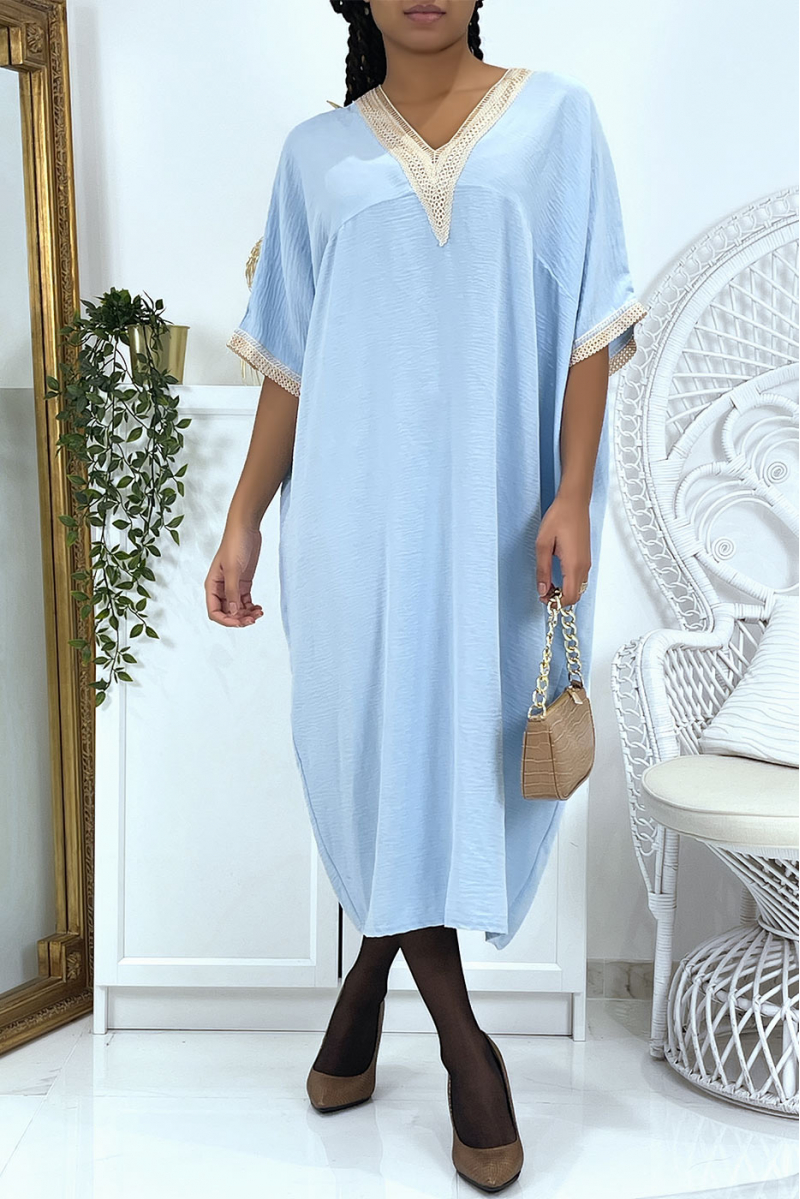 Turquoise vol V oversize tunic dress with lace