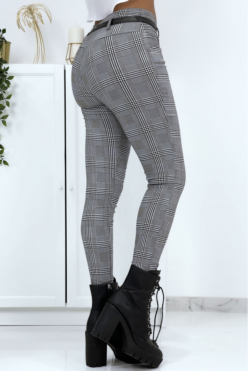 Pantalon slim à motif avec ceinture et poches - 6