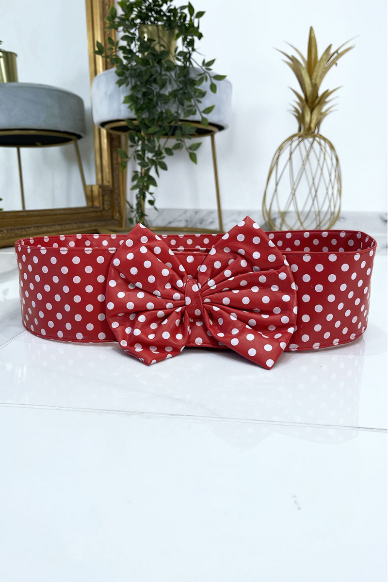 Red pvc belt with bow tie - 1