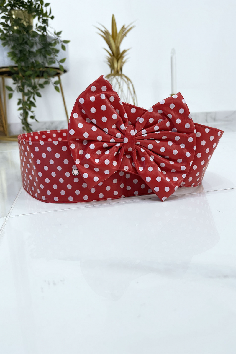 Red pvc belt with bow tie - 5