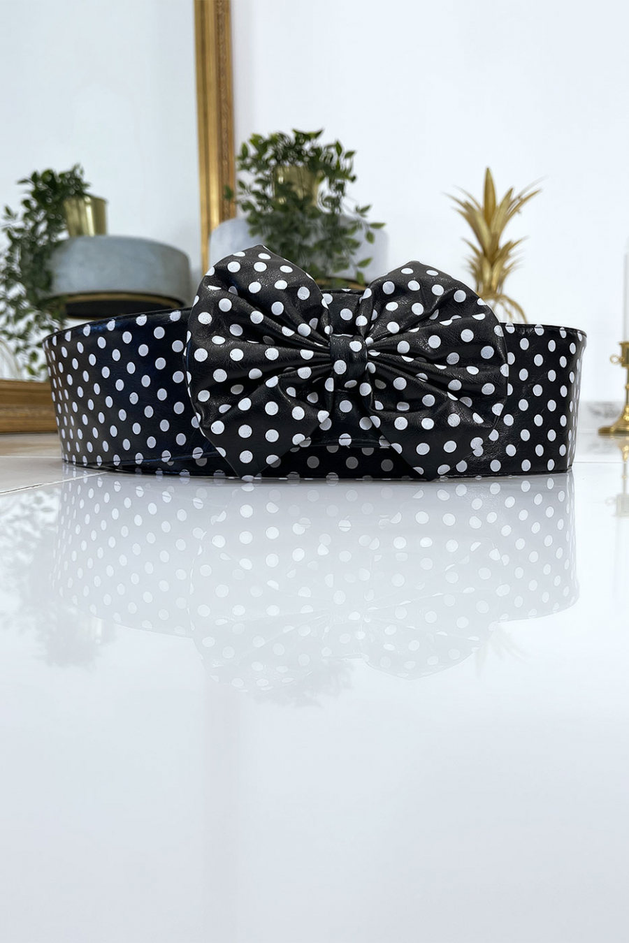 Zwarte pvc-riem met vlinderdas - 2