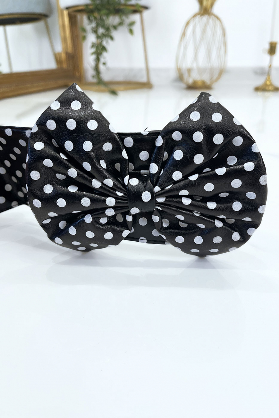 Black pvc belt with bow tie - 5
