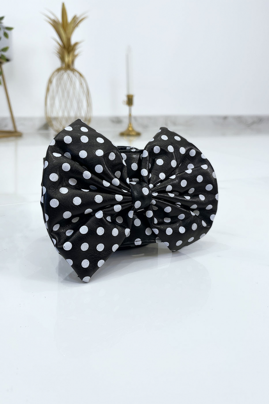 Black pvc belt with bow tie - 11