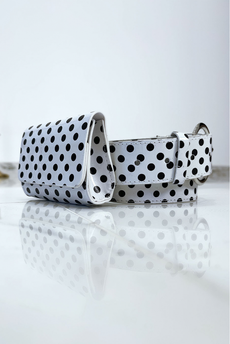 White polka dot belt with pocket - 4