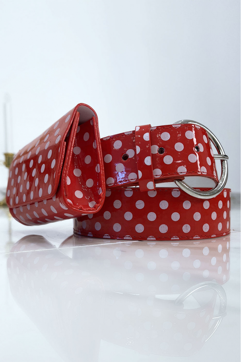 Red polka dot belt with pocket - 2