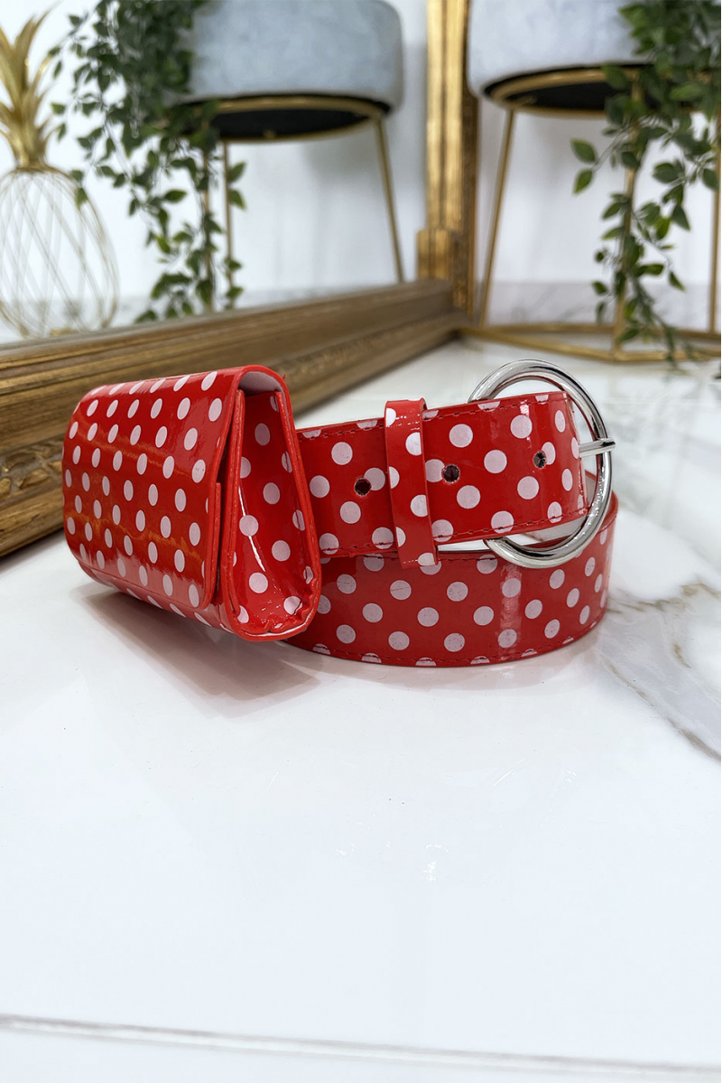Red polka dot belt with pocket - 3