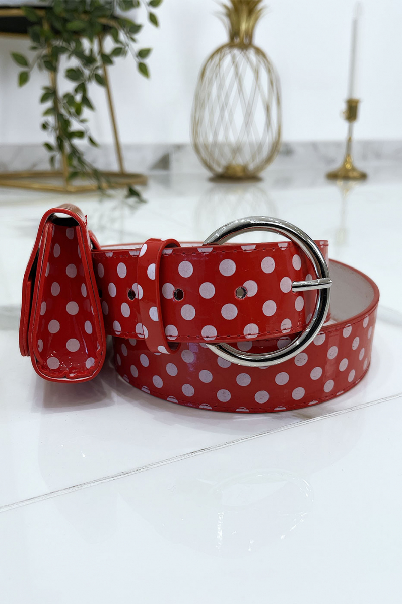 Red polka dot belt with pocket - 6