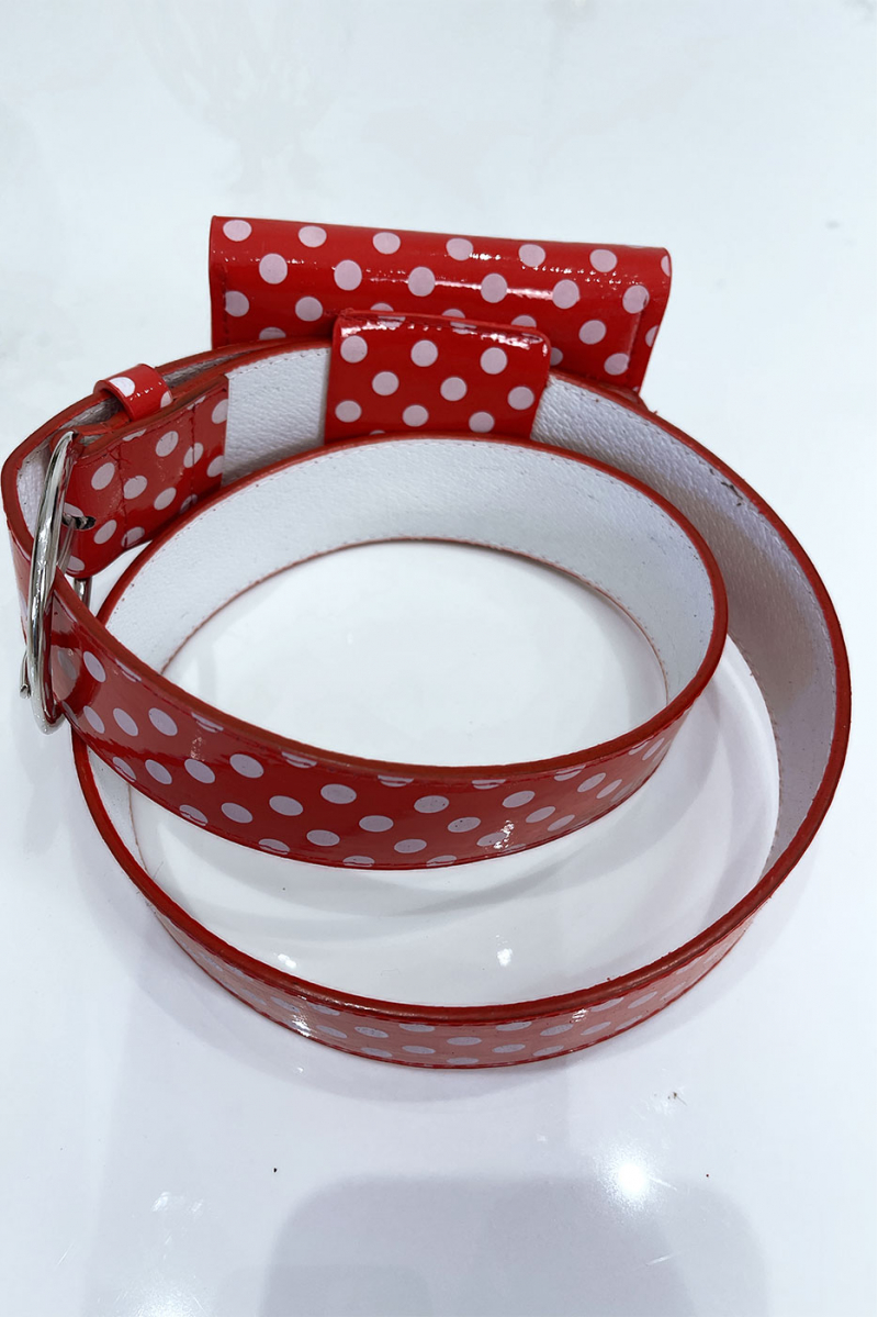 Red polka dot belt with pocket - 7