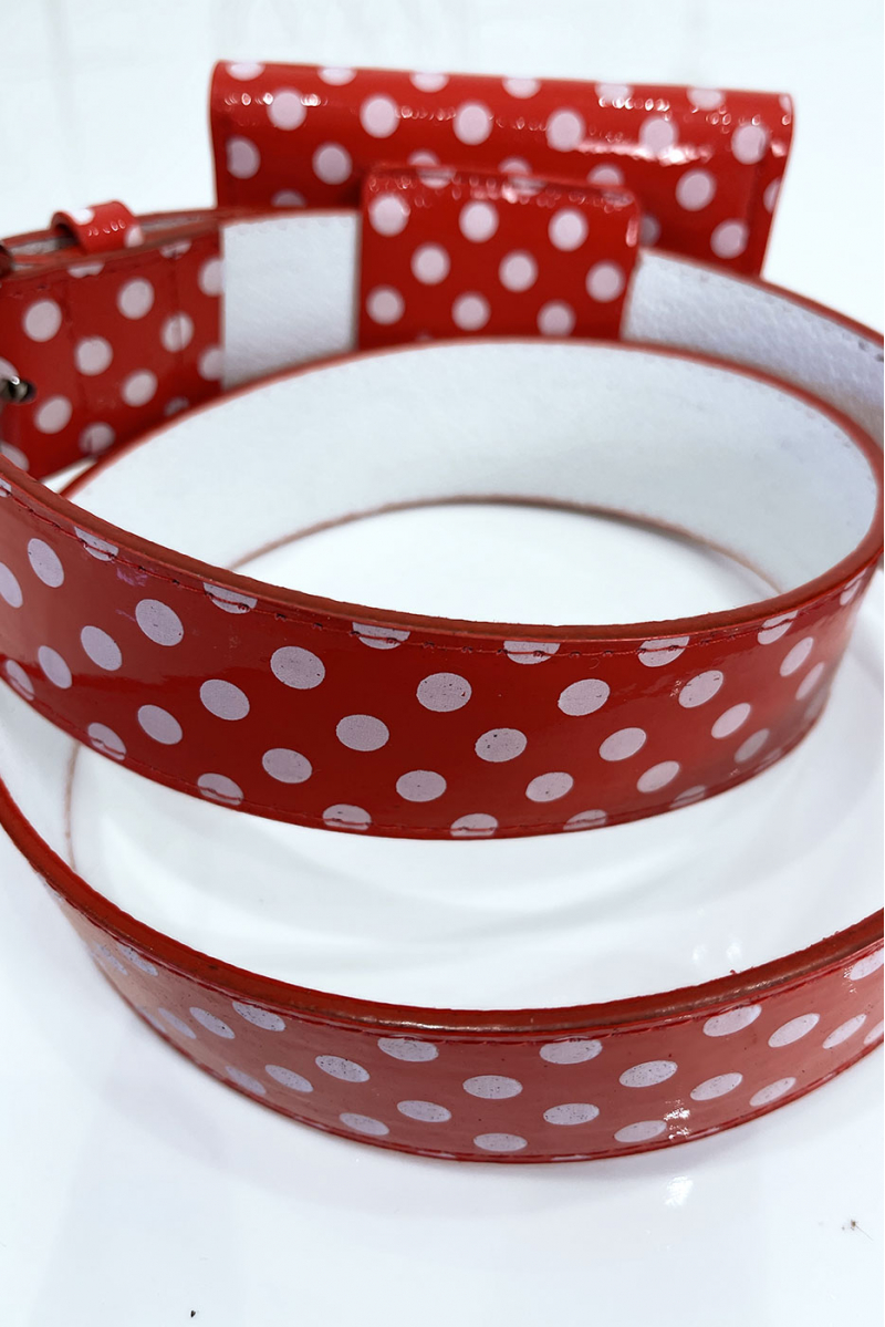 Red polka dot belt with pocket - 8