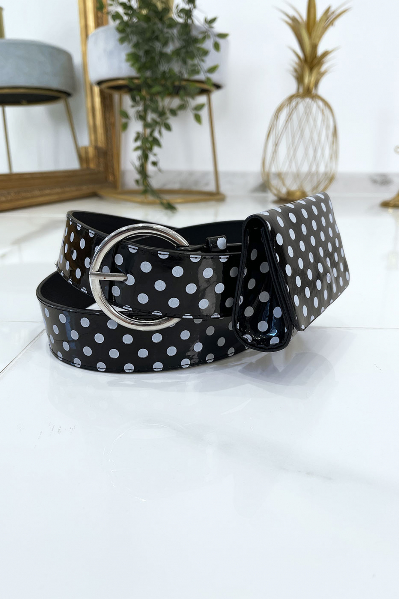 Black polka dot belt with pocket - 1