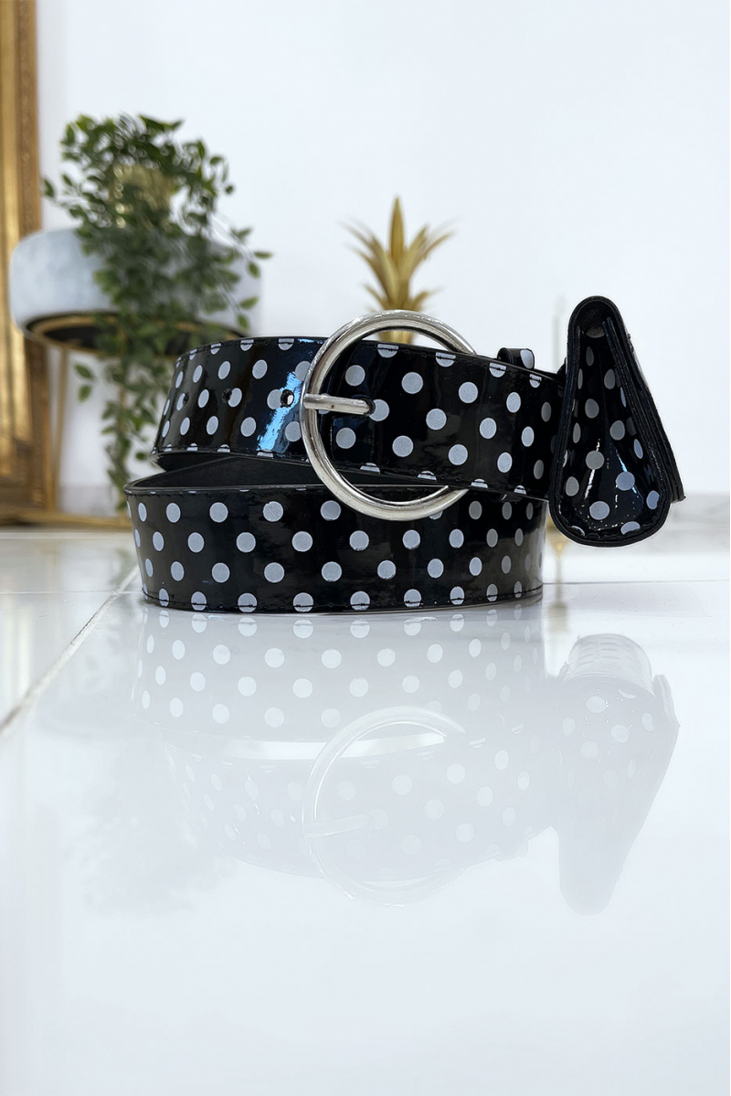 Black polka dot belt with pocket - 2