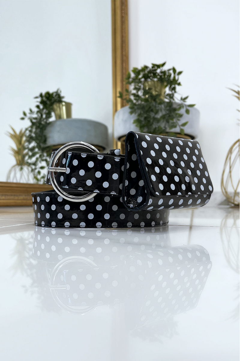 Zwarte polkadot riem met zak - 3