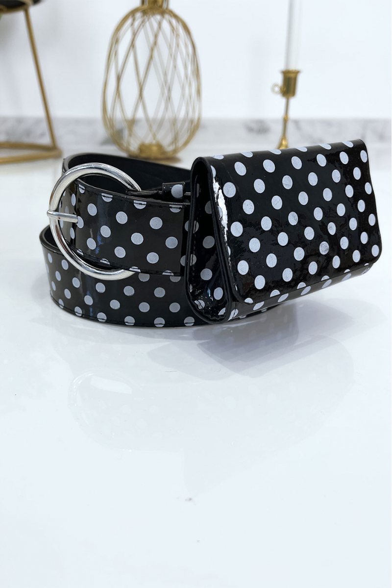 Black polka dot belt with pocket - 4
