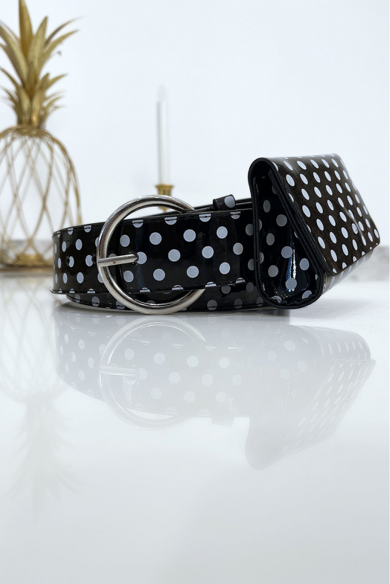 Black polka dot belt with pocket - 5