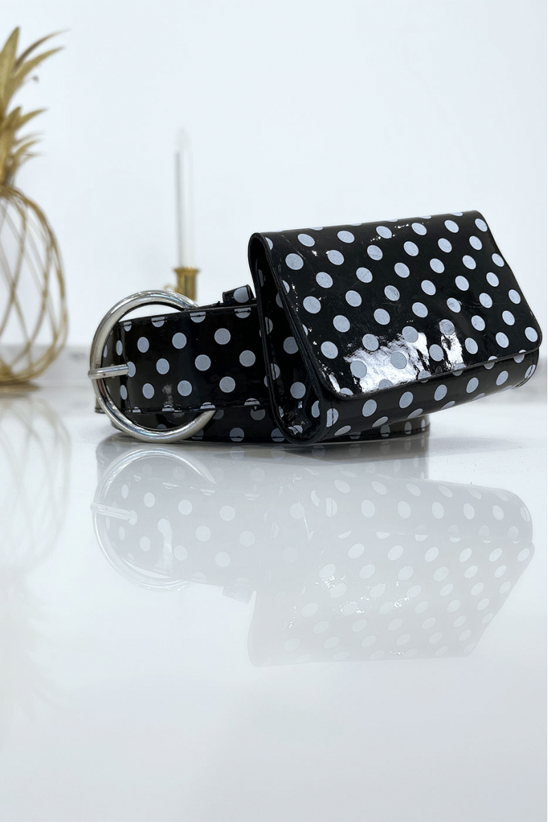Black polka dot belt with pocket - 6