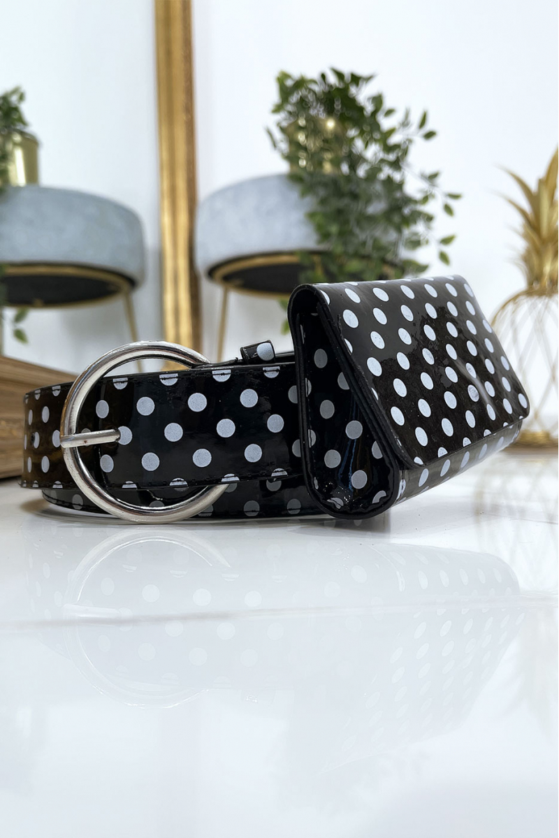 Zwarte polkadot riem met zak - 7