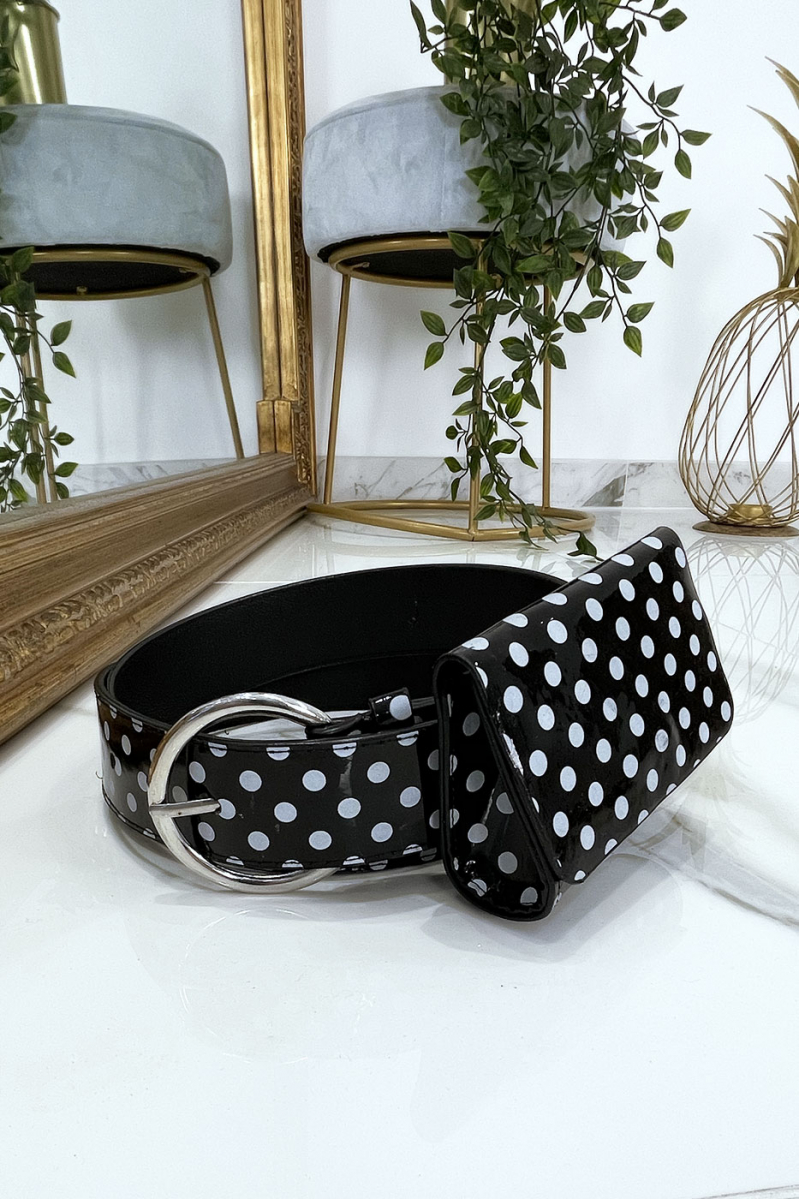 Black polka dot belt with pocket - 8