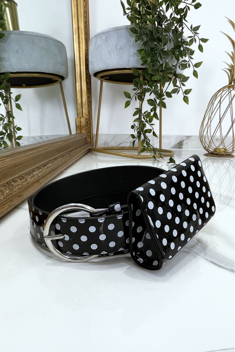 Zwarte polkadot riem met zak - 8