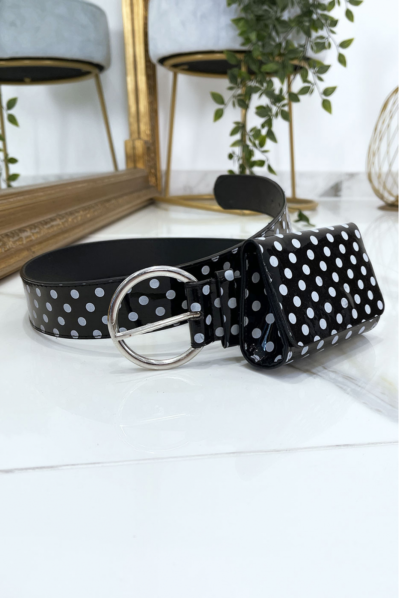 Black polka dot belt with pocket - 9
