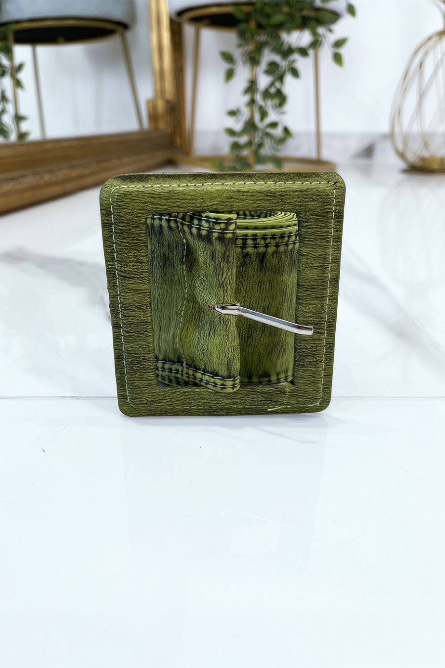 Groene damesriem met vintage versleten effect - 9