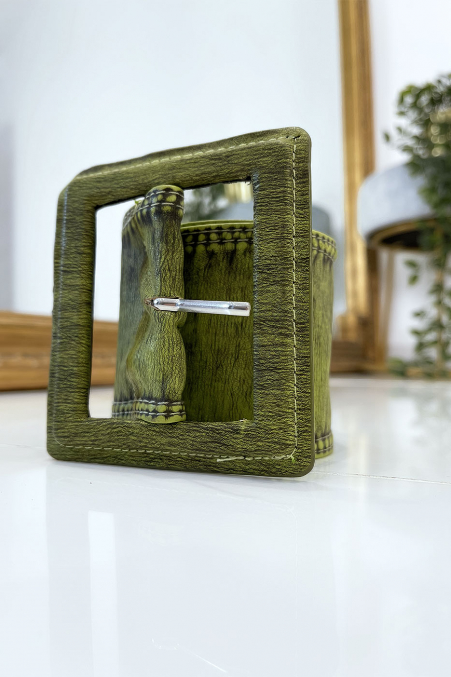 Groene damesriem met vintage versleten effect - 12