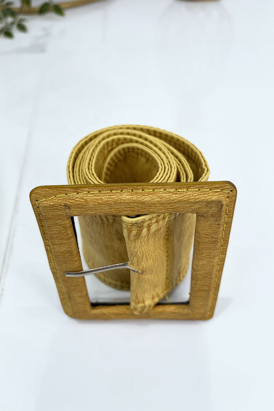 Ceinture jaune femme effet usé vintage - 10