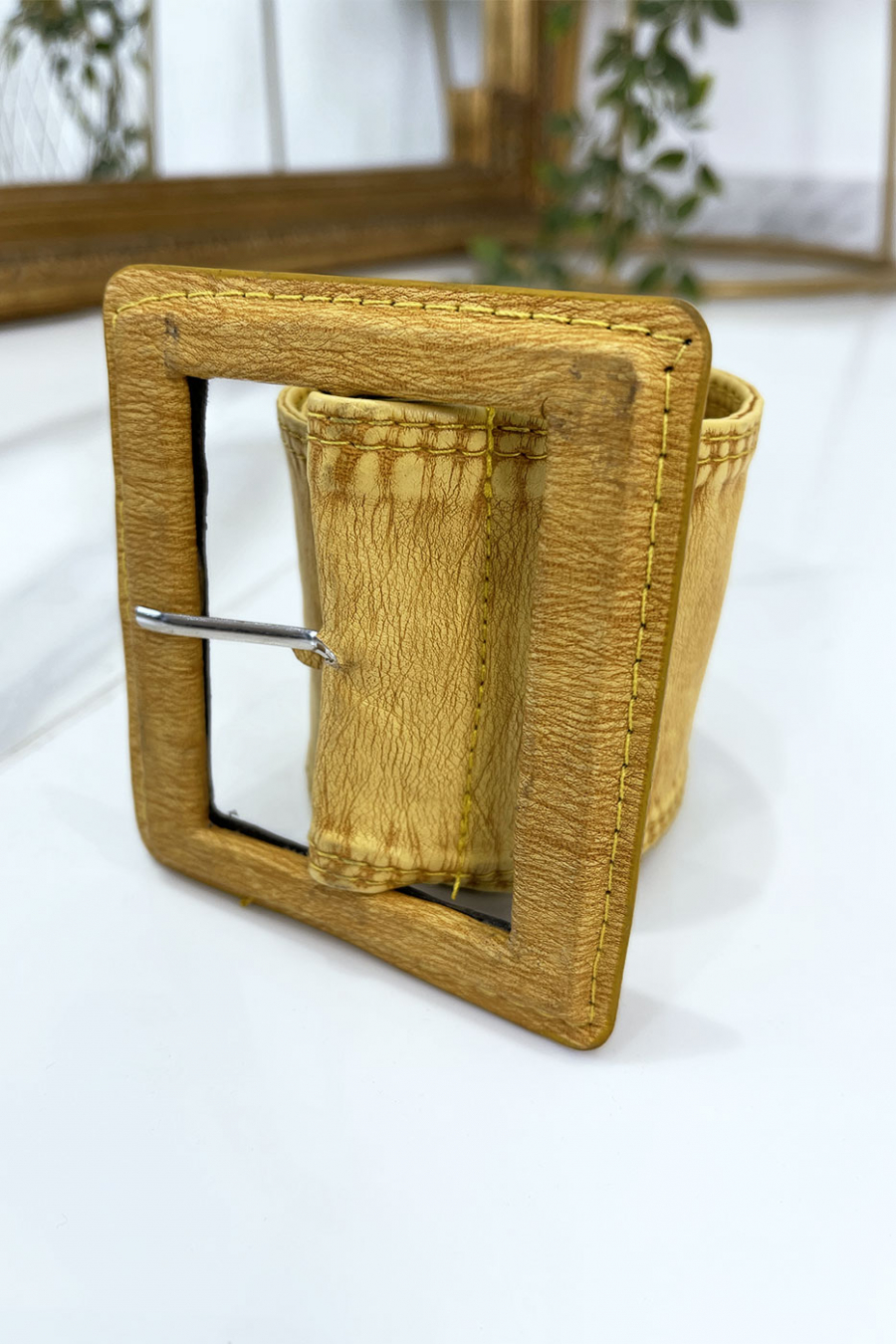 Ceinture jaune femme effet usé vintage - 11