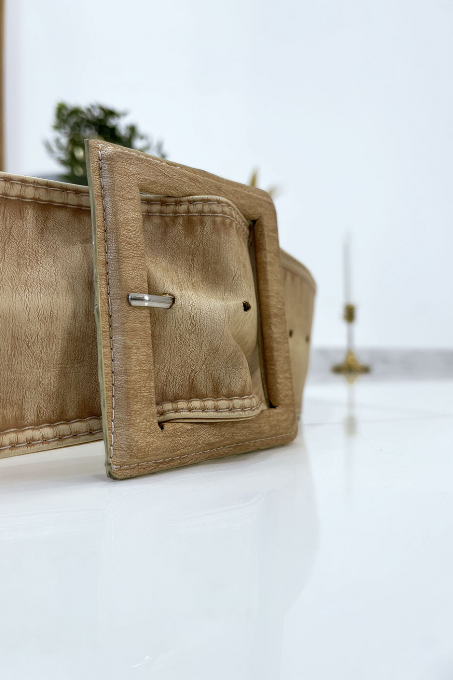 Ceinture beige femme effet usé vintage - 6