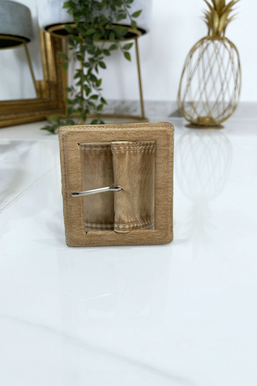 Ceinture beige femme effet usé vintage - 7