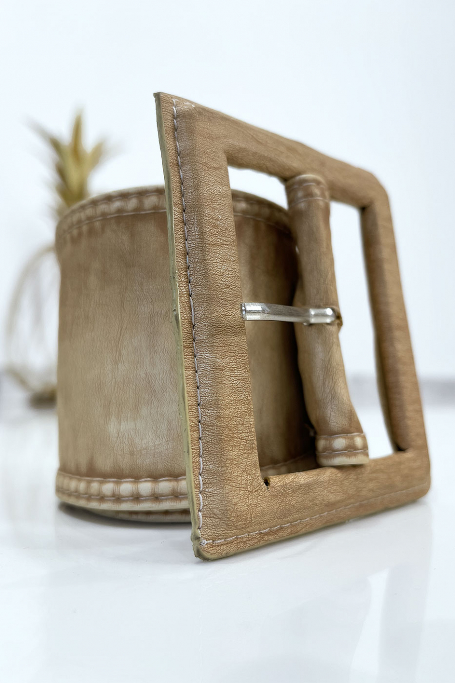 Ceinture beige femme effet usé vintage - 9