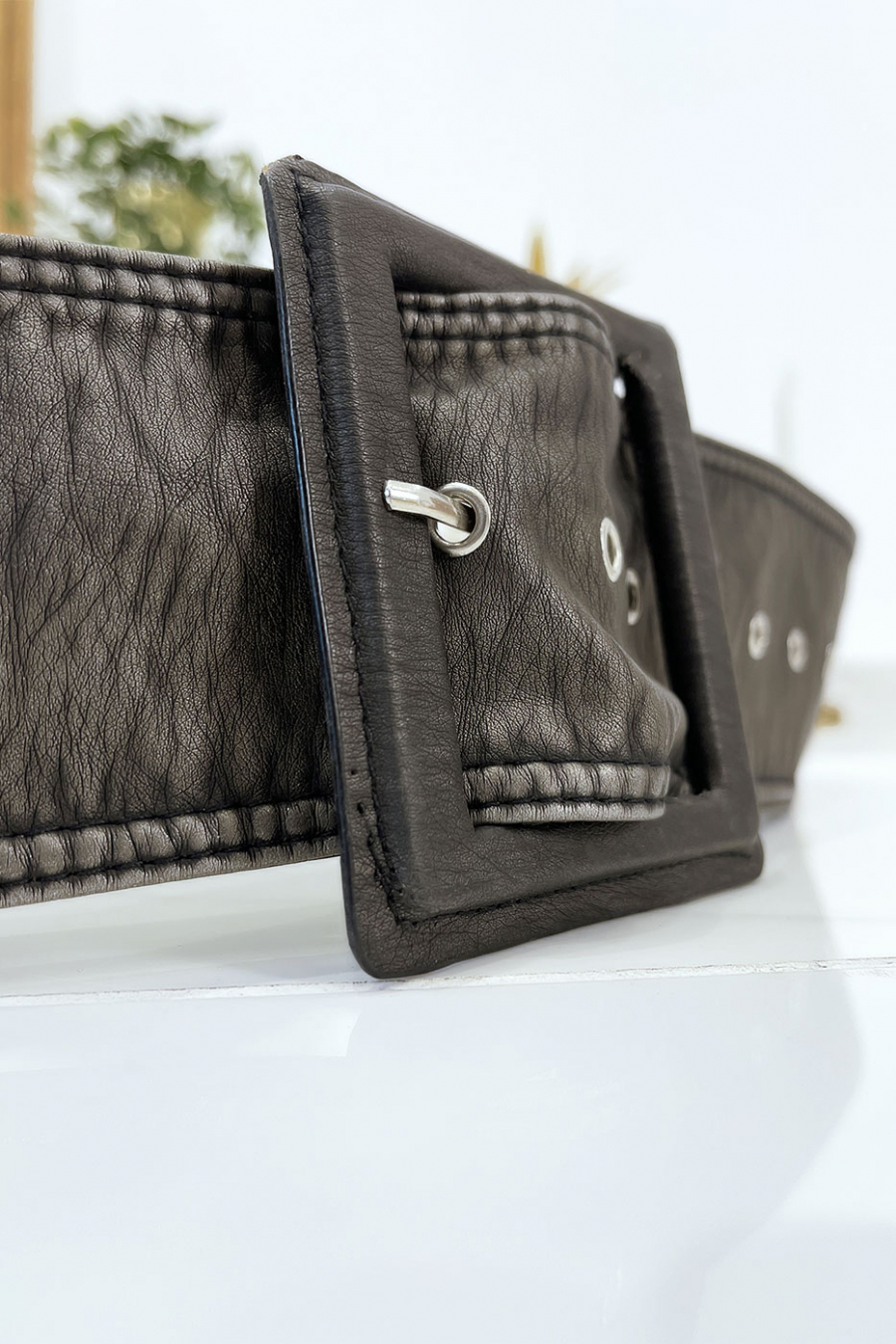 Zwarte damesriem met vintage versleten effect - 6