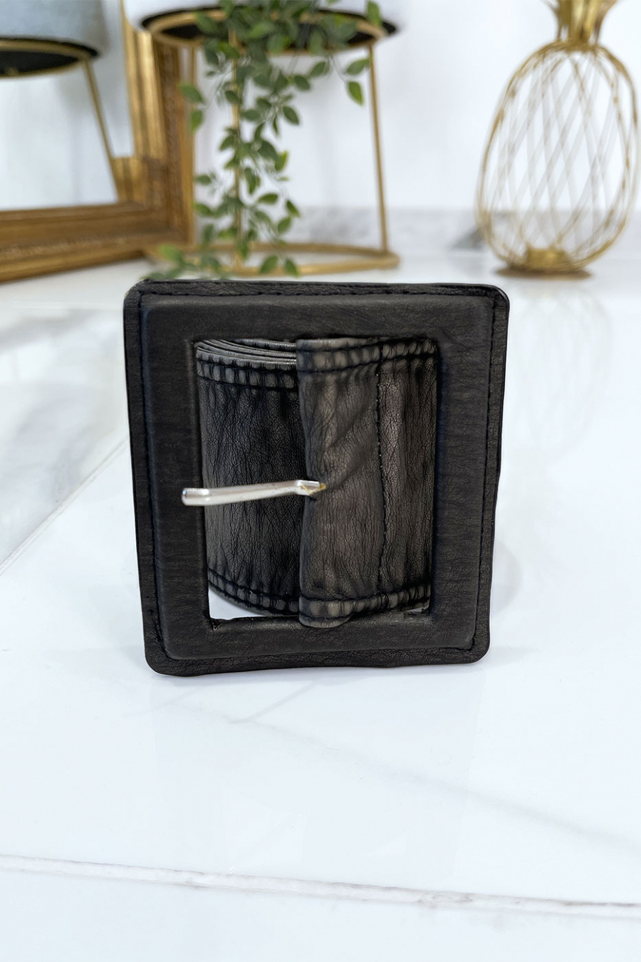 Zwarte damesriem met vintage versleten effect - 7