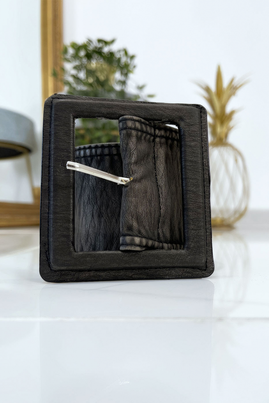 Zwarte damesriem met vintage versleten effect - 8