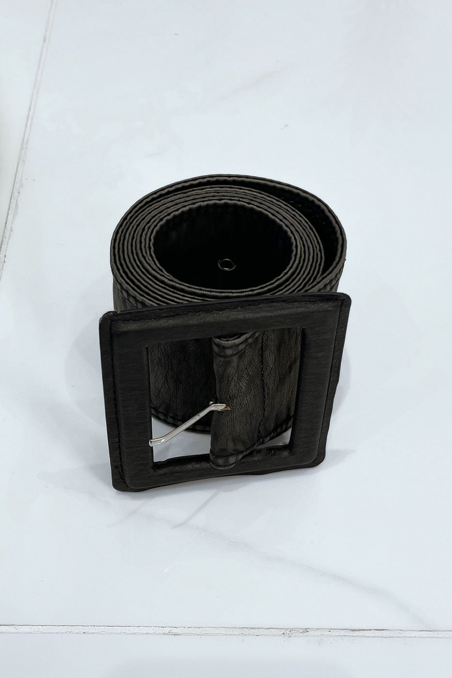 Zwarte damesriem met vintage versleten effect - 10