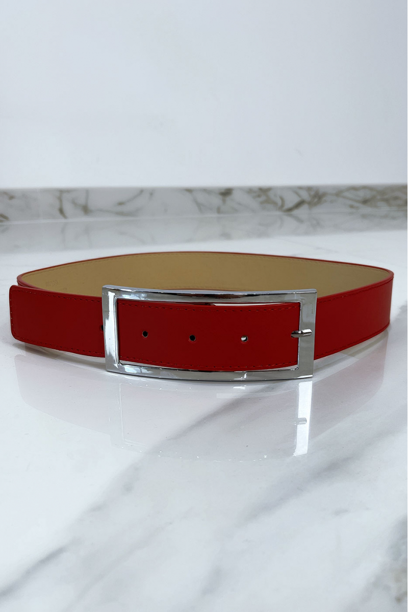 Red belt with silver buckle - 1