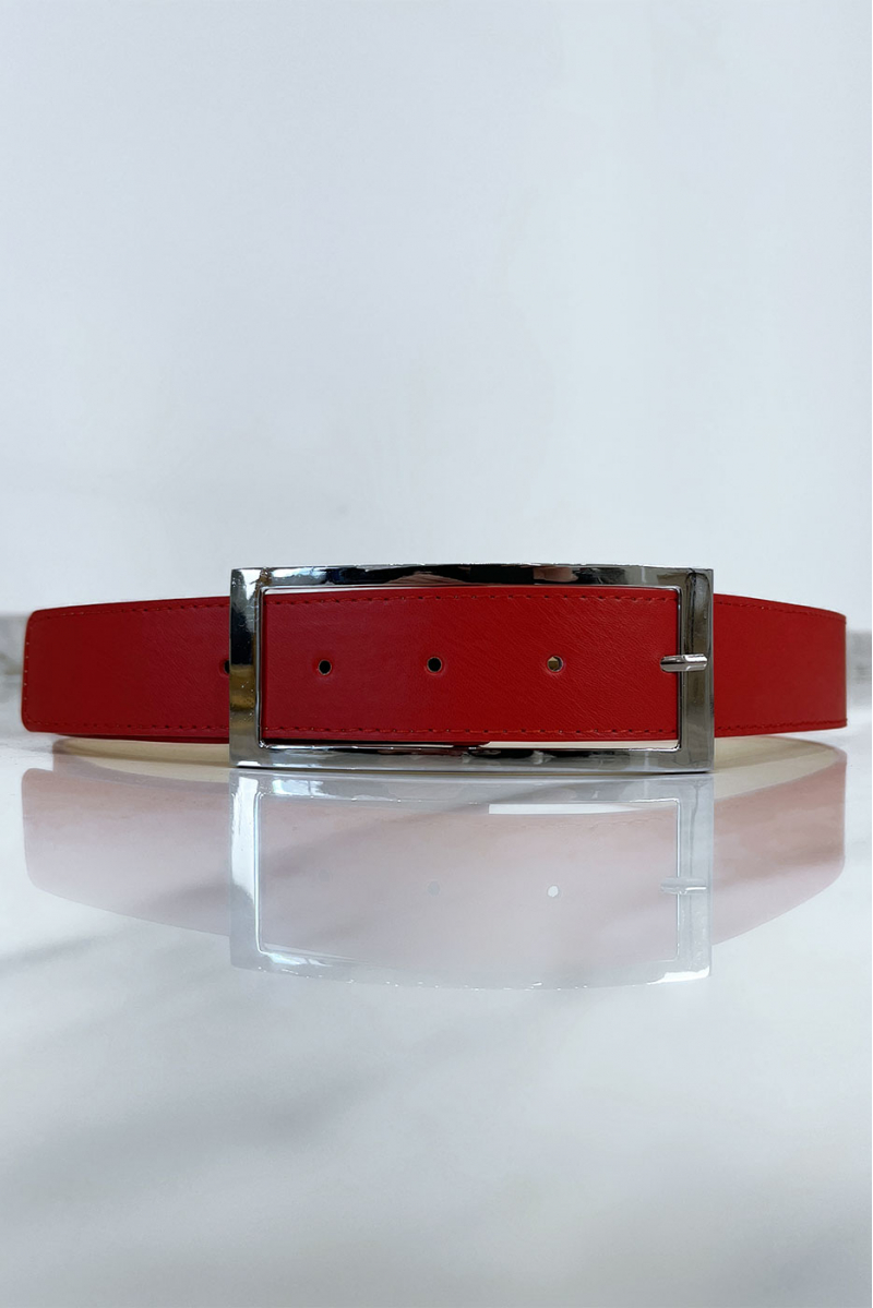 Red belt with silver buckle - 2