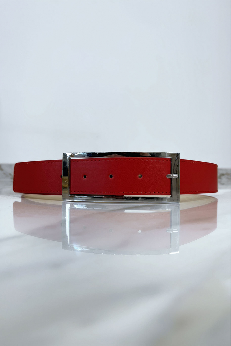 Red belt with silver buckle - 3