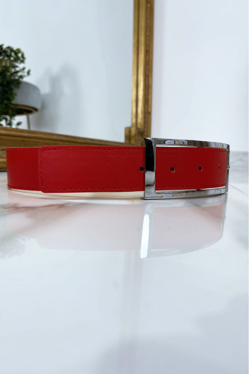 Red belt with silver buckle - 5