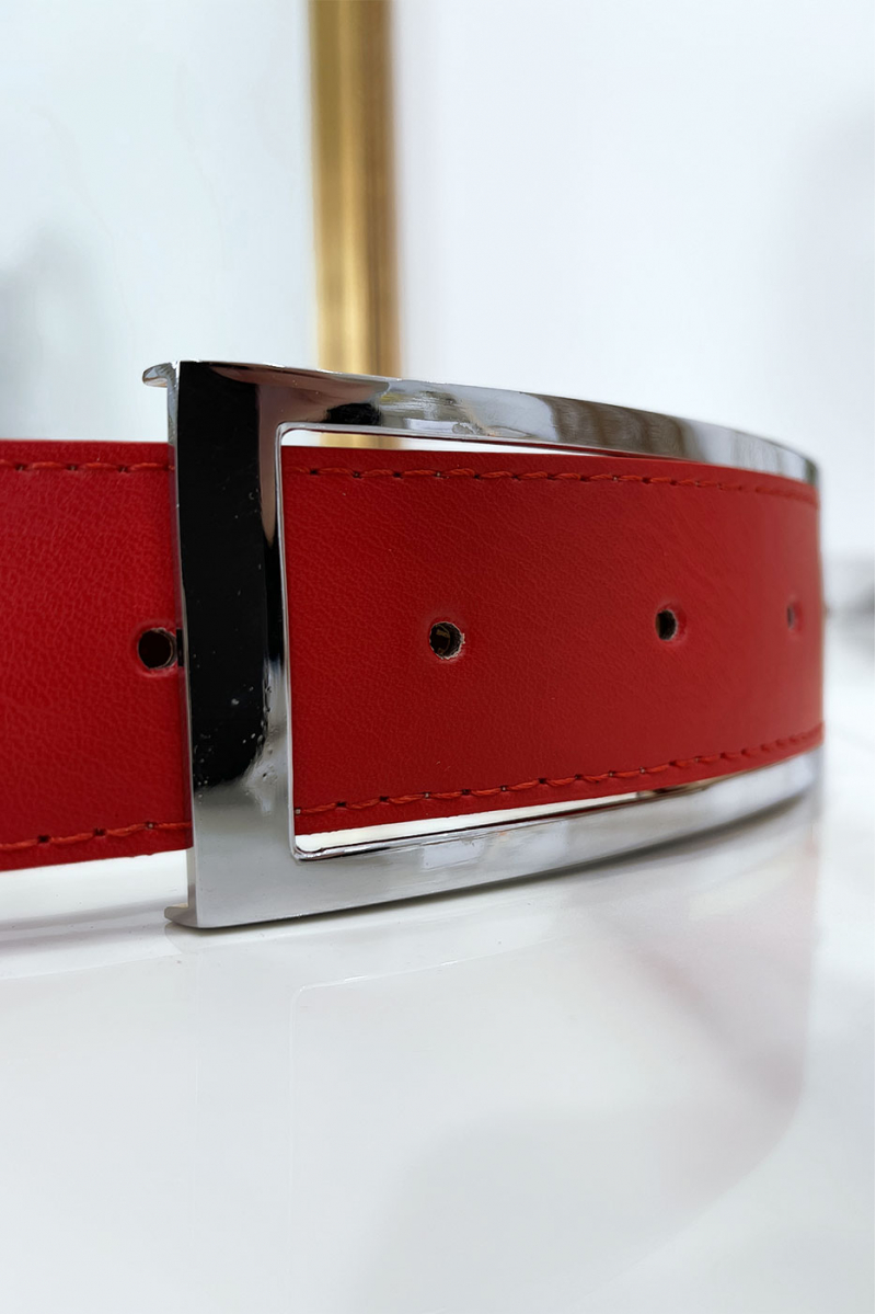 Red belt with silver buckle - 6