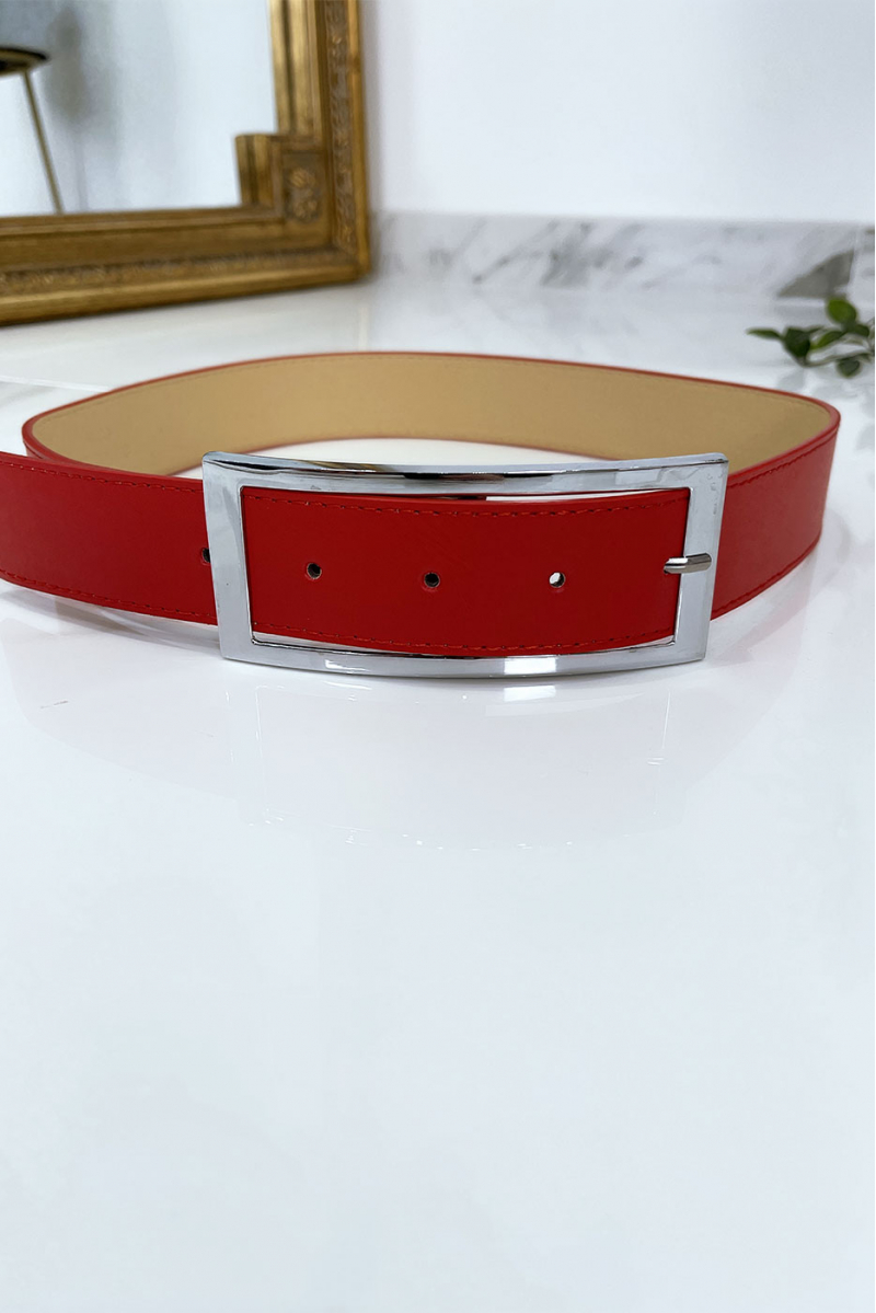 Red belt with silver buckle - 7
