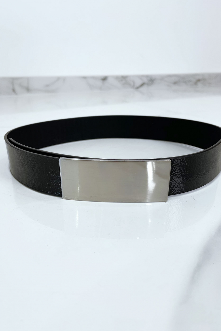 Zwarte riem met zilveren gesp - 2