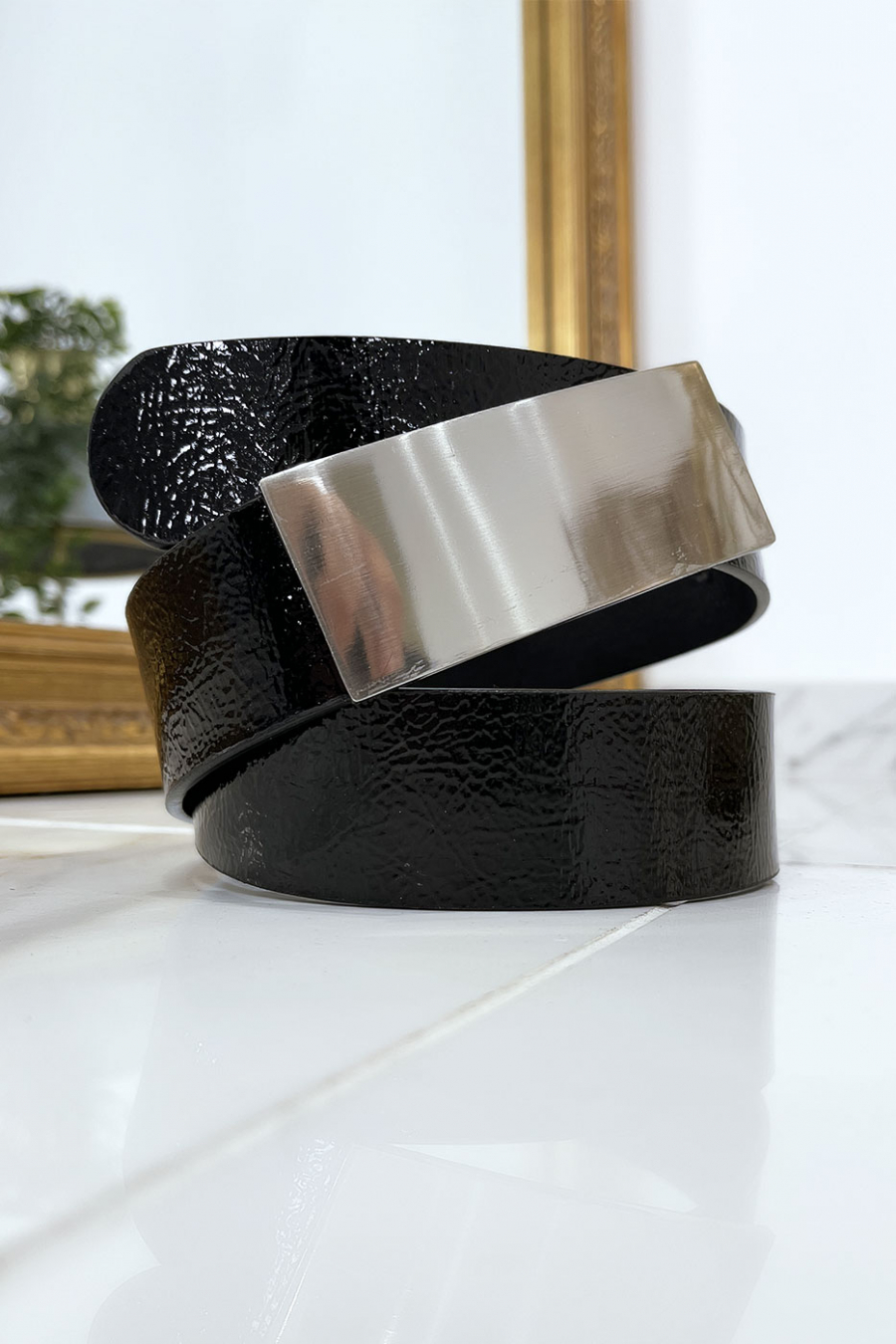 Ceinture noir avec boucle argenté - 7