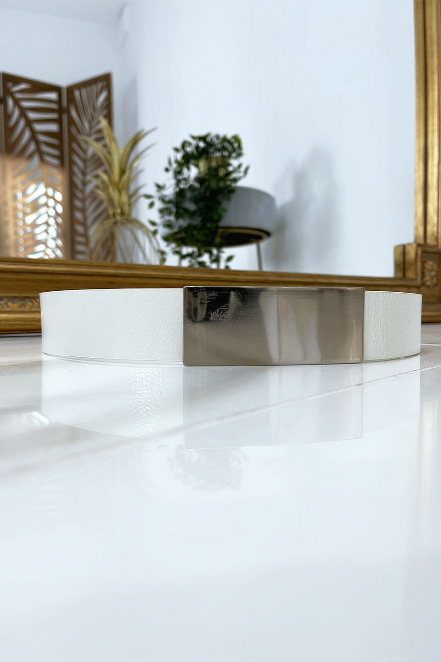 Witte riem met zilveren gesp - 3