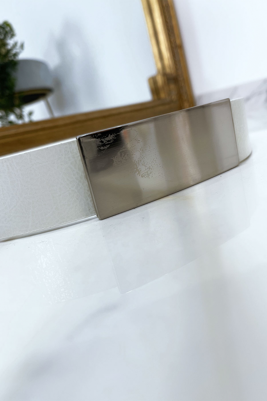 Witte riem met zilveren gesp - 4