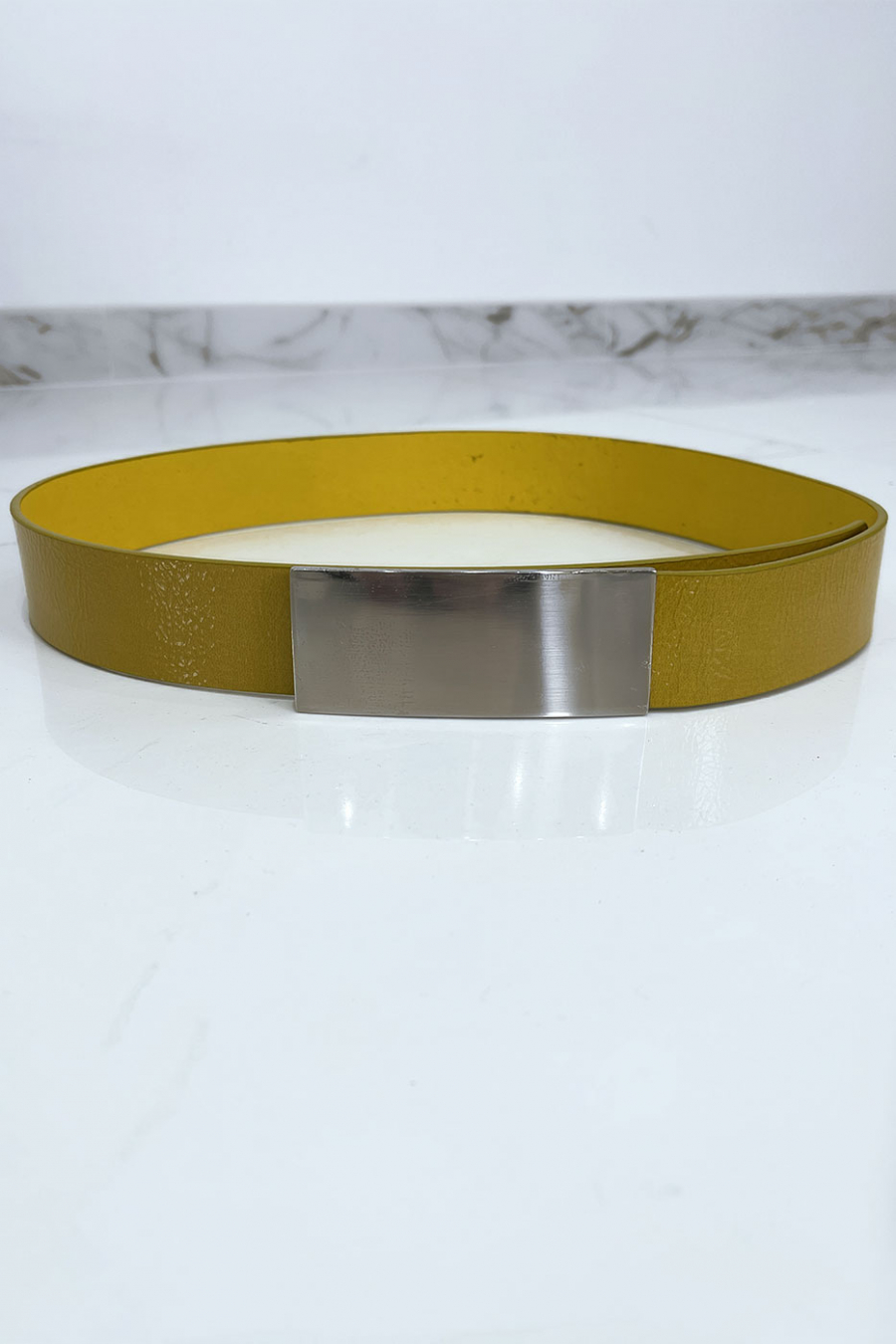 Mustard belt with silver buckle - 1