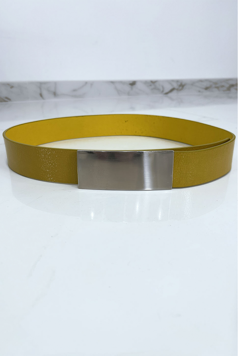 Mustard belt with silver buckle - 1