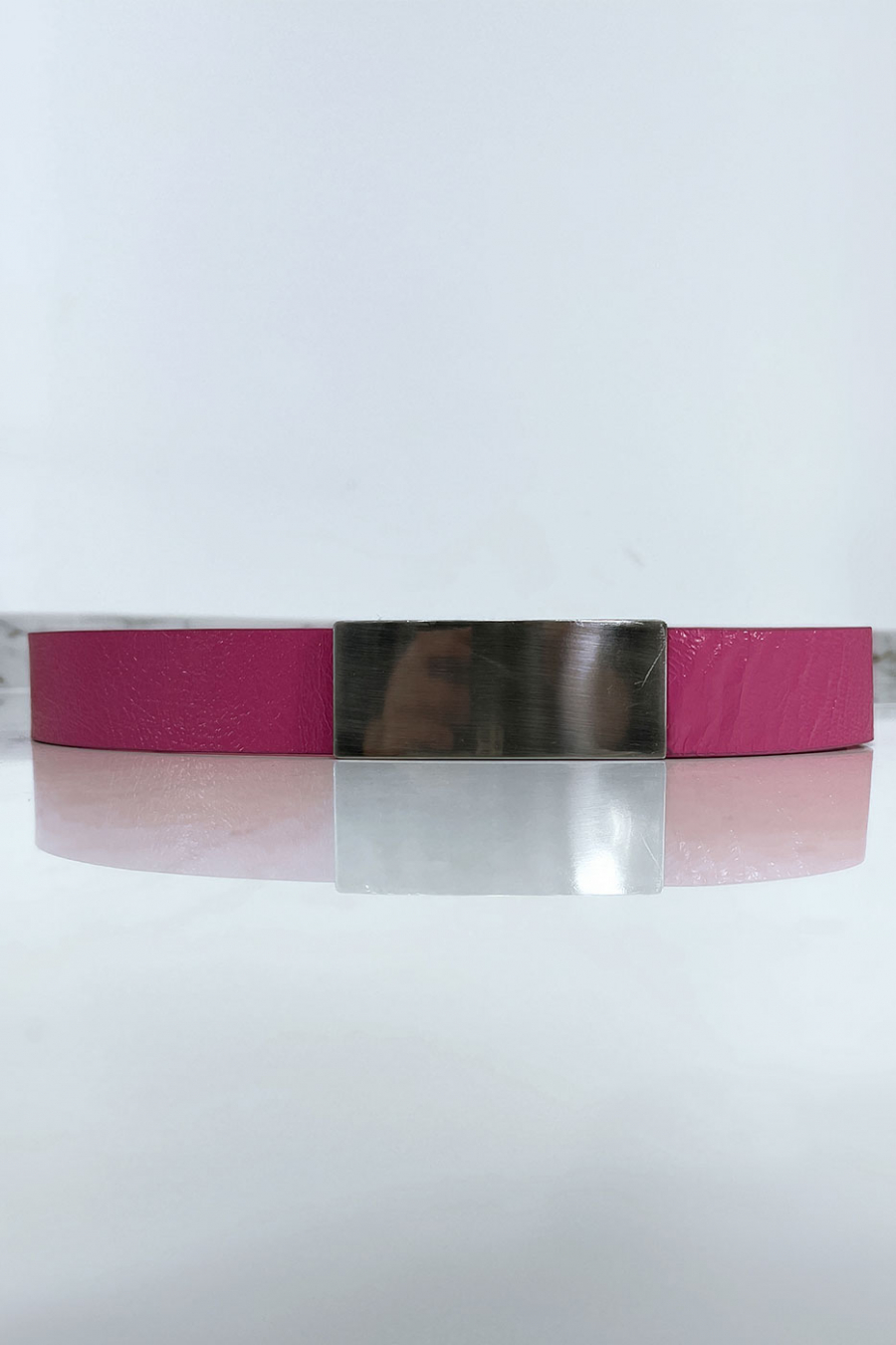 Fuchsia riem met zilveren gesp - 1