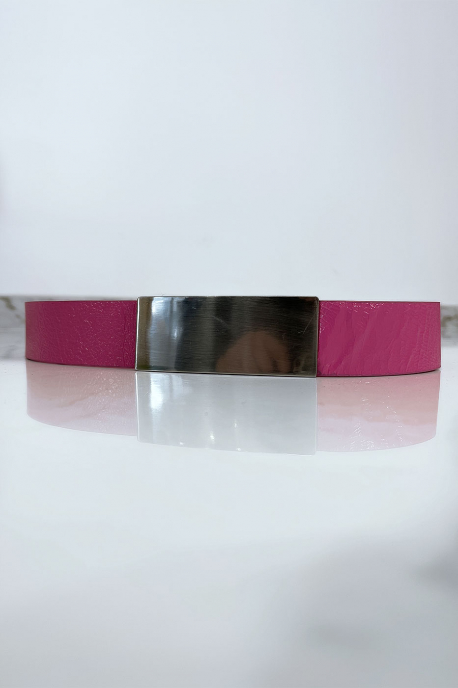 Fuchsia belt with silver buckle - 2