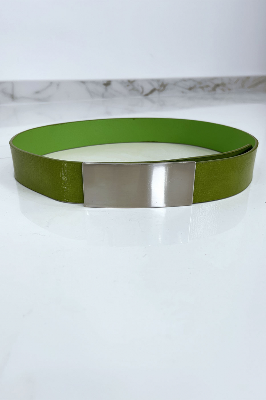 Ceinture verte avec boucle argenté - 2